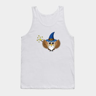 Cute Merlin the Wizard Owl Cartoon Tank Top